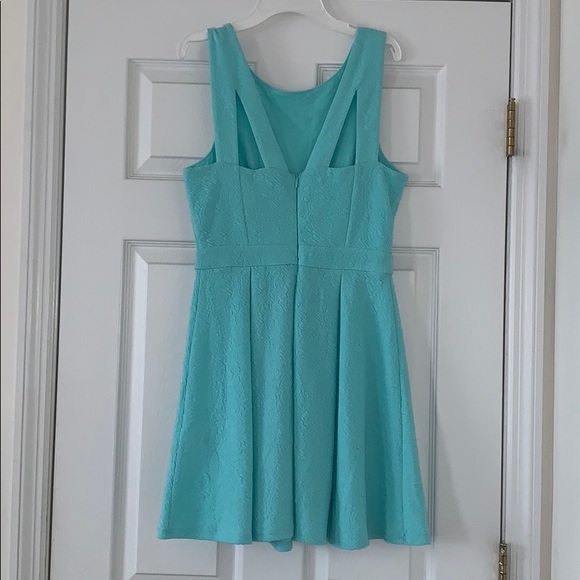 SORING TEAL FIT AND FLARE DRESS - Picture 2 of 6